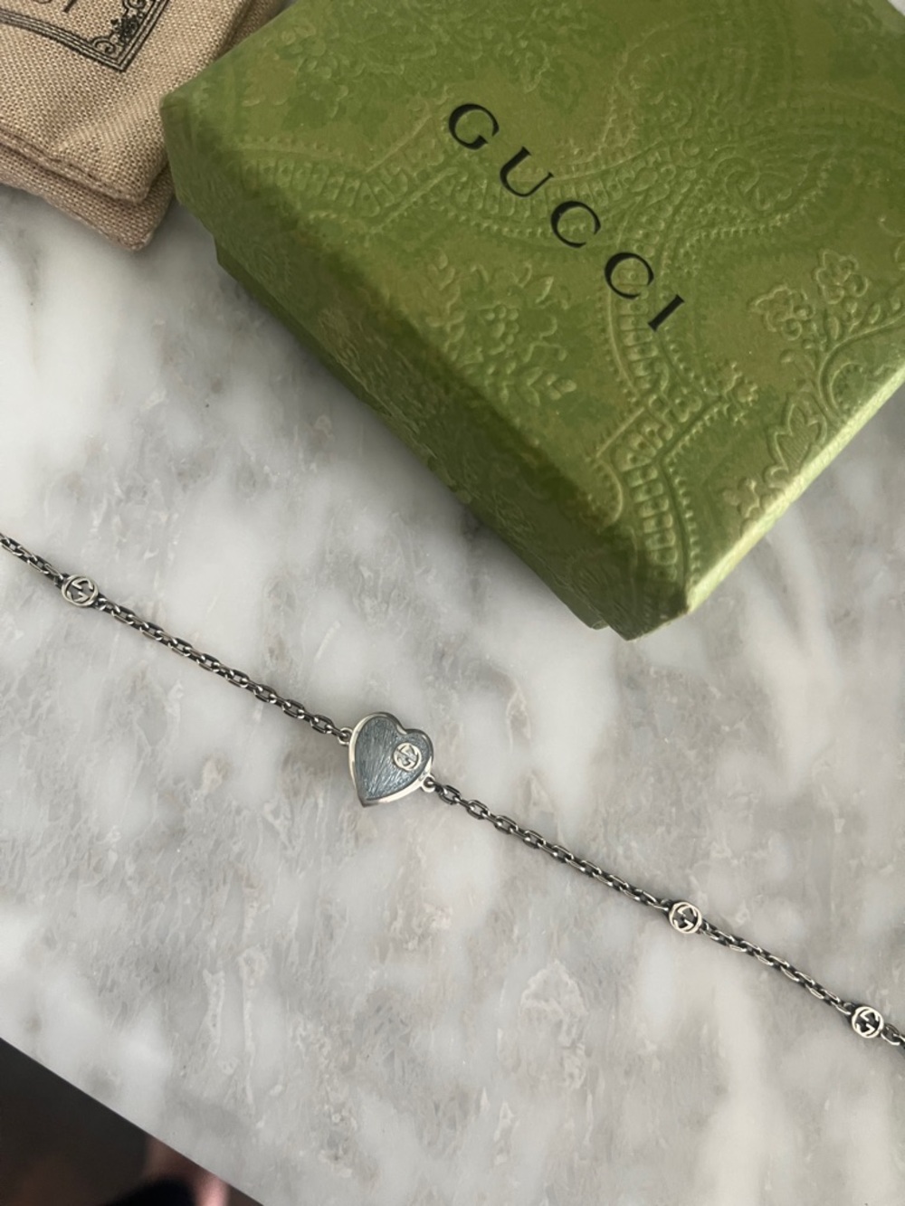 Gucci Sterling Silver Heart Link Bracelet